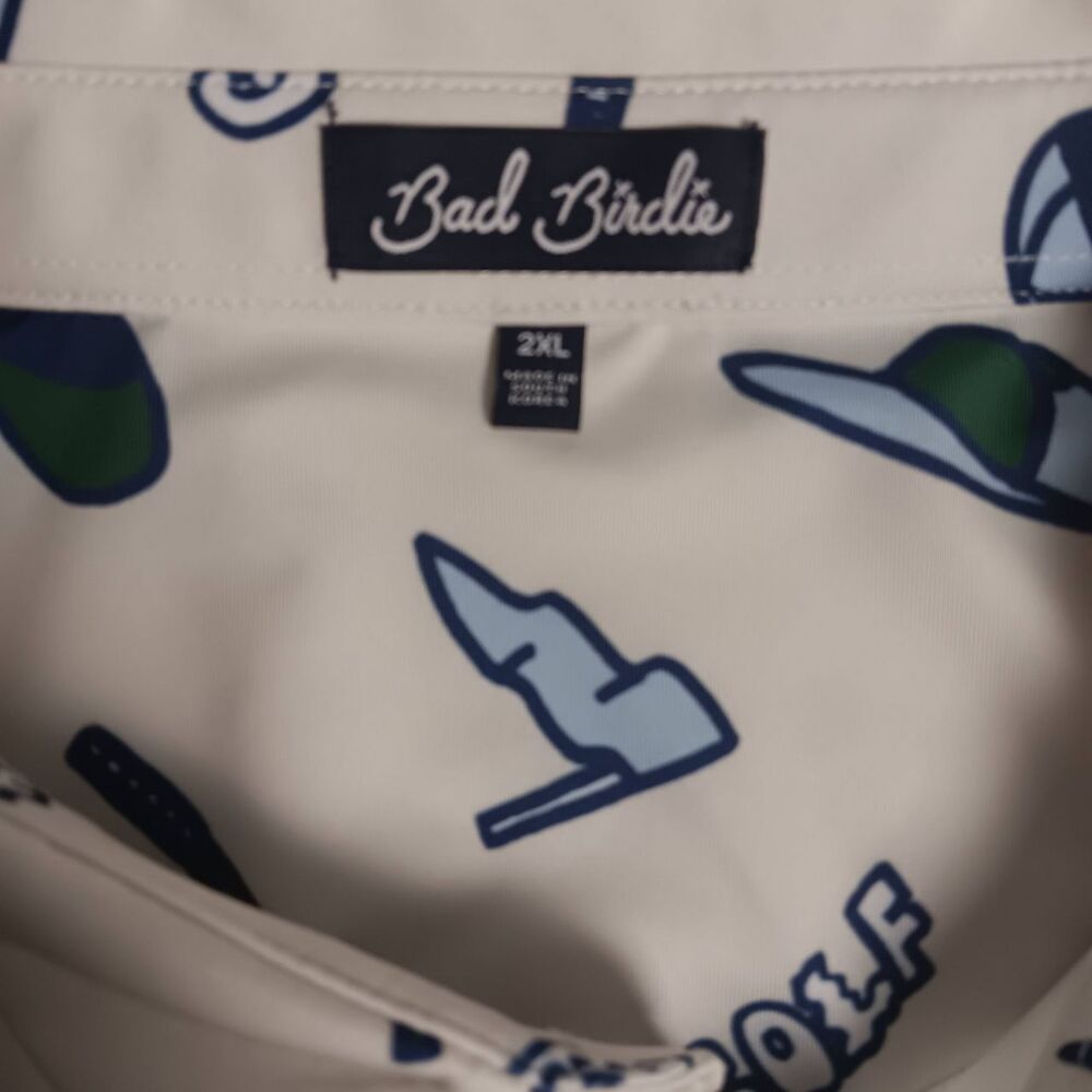 Bad Birdie Men's XXL Performance Polo- All Over Print - Golf Casual- EUC - Picture 6 of 13